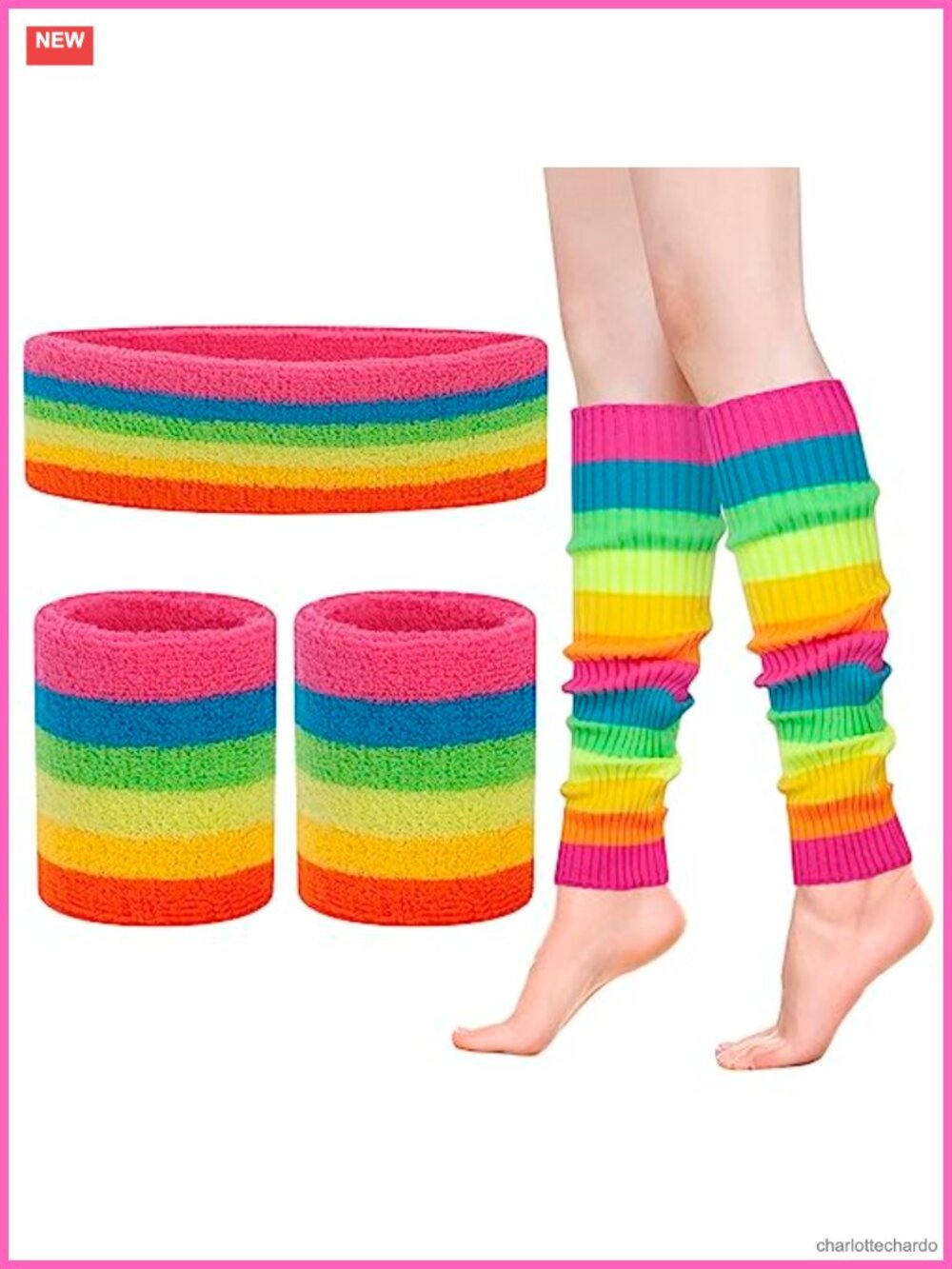 80s Neon Leg Warmers Set with Headband & Wristbands